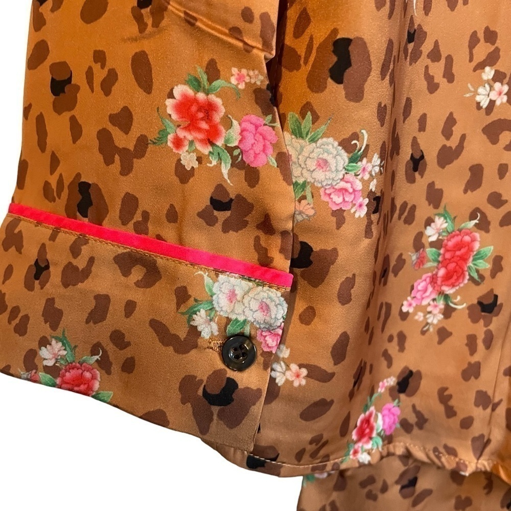 Plush‎ Apparel 3 piece Satin Pajama & Eye Mask Set Florals and Animal Print NWT - Picture 12 of 15